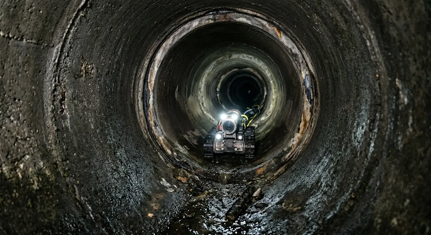 Robotic sewer camera inspecting pipe interior for Sewer Line Repair in Bloomfield